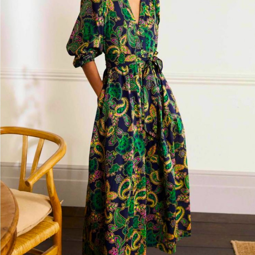 Boden Amelia Green and Yellow Paisley Maxi Dress